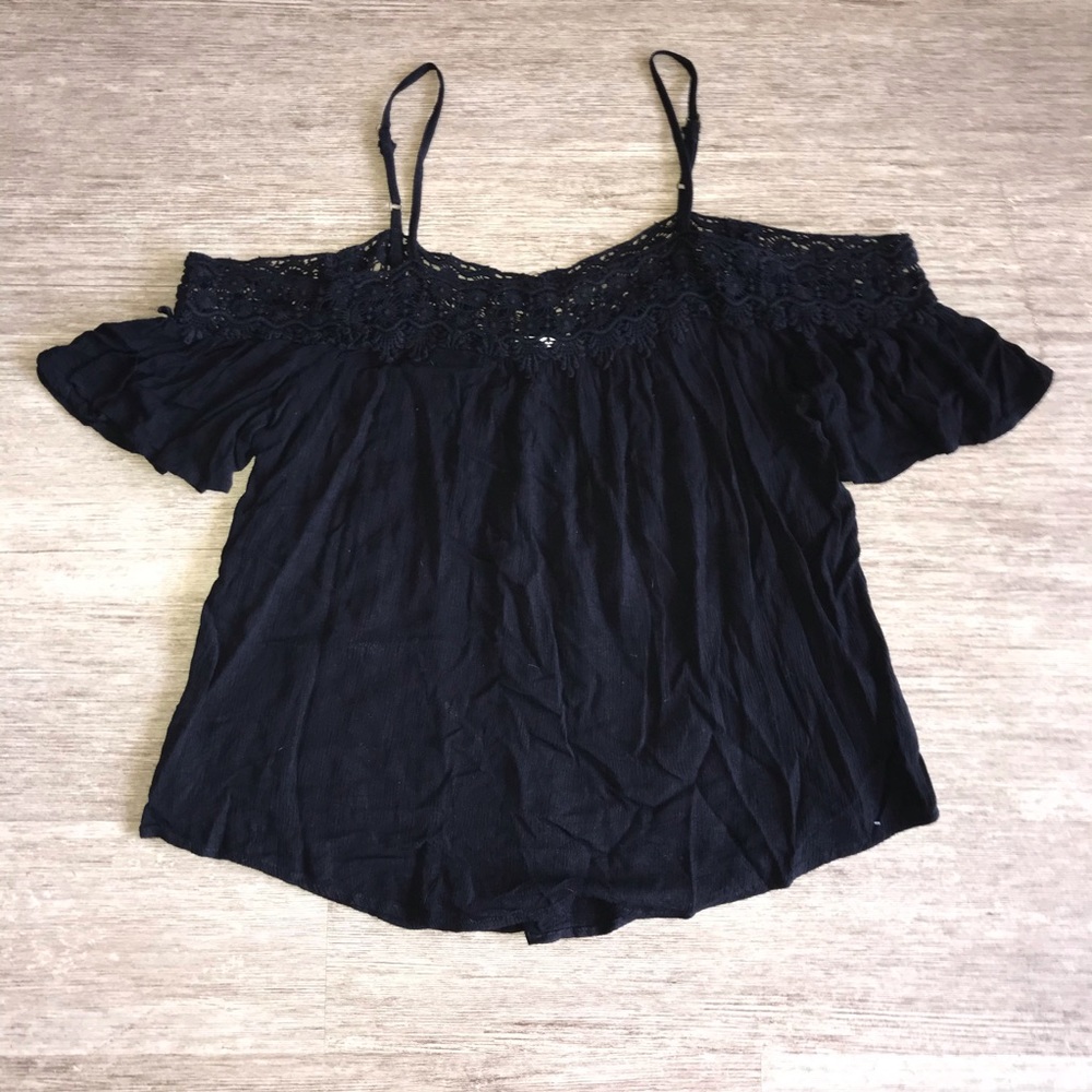 Black, off the shoulder blouse